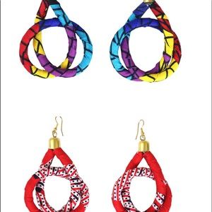 Set of 2 Bold and colorful, Kitenge Spiral Earrings